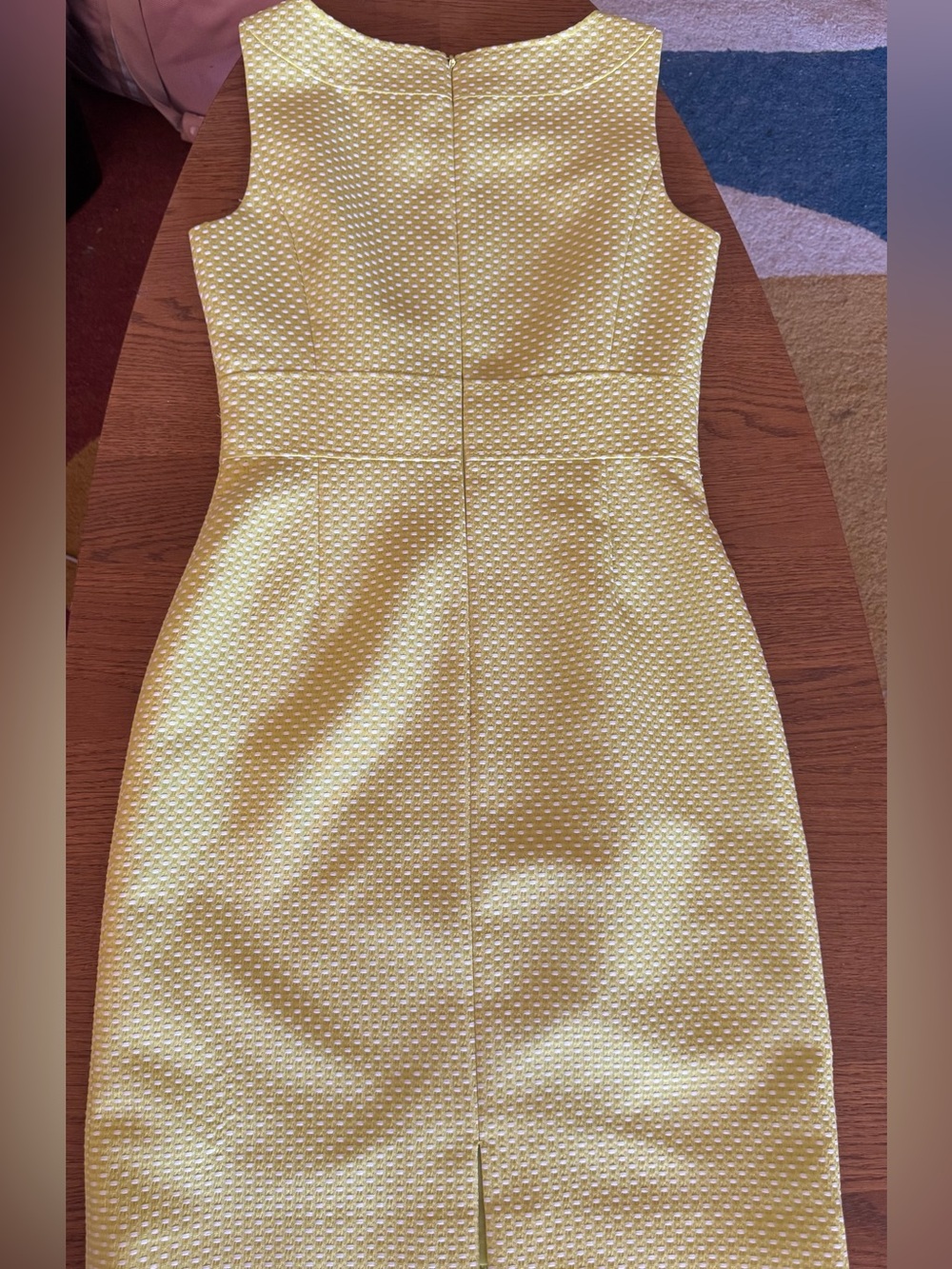 Tahari Yellow Textured Sleeveless Sheath Dress - Picture 8 of 8